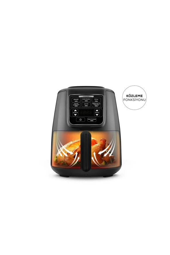 Karaca Smart Sensorlü Ev Yoğurdu, Közleme, Fırın/Izgara 6 Pişirme Fonksiyonlu XL 4 Litre AirFry 1550W - 2