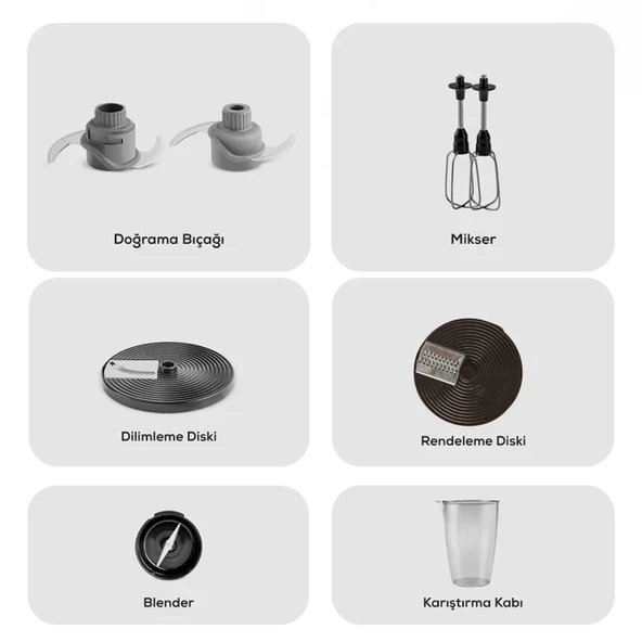 Karaca Pro-multimax Mutfak Robotu Antrasit 2000 W - Yeni Seri - 7