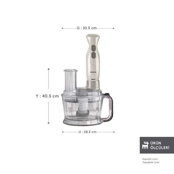 Karaca 2000W Turbo fonksiyon-Çift taraflı Paslanmaz Çelik bıçak Buz Kırma Blender Seti - 6