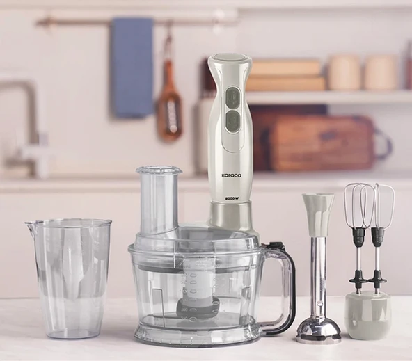 Karaca 2000W Turbo fonksiyon-Çift taraflı Paslanmaz Çelik bıçak Buz Kırma Blender Seti