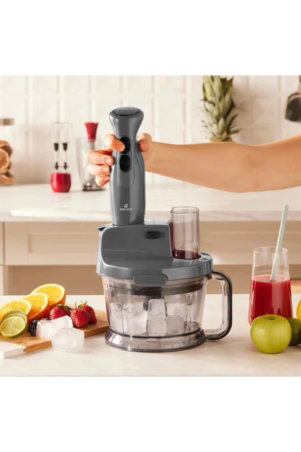 Karaca 2000W Turbo fonksiyon-Çift taraflı Paslanmaz Çelik bıçak Buz Kırma Blender Seti