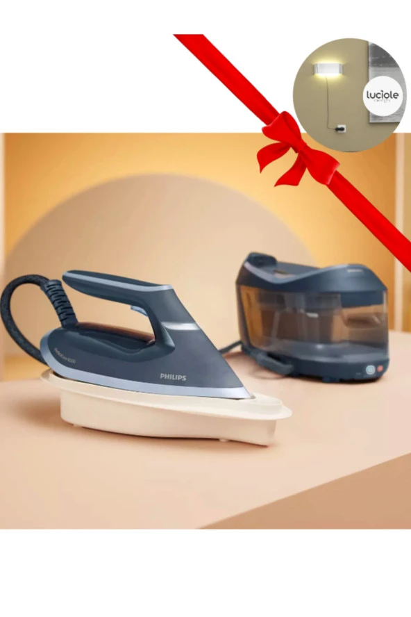 Philips 8 BAR 550gr buhar basınçlı Steam Glide Advanced 2400W Kazanlı Ütü+ Luciole Lambader Hediye