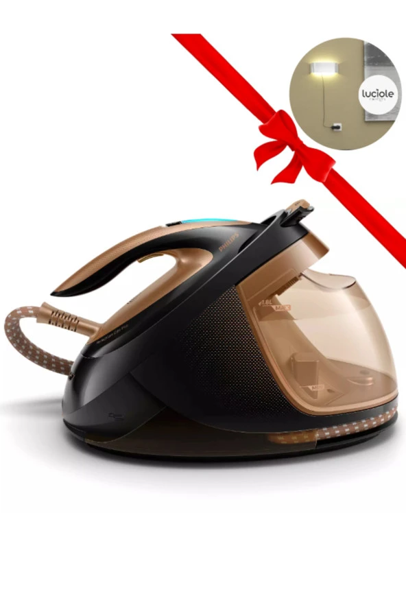 Philips 600gr Şok buhar 8 Bar En hızlı ve en güçlü ütü ve Akıllı Kumaş Seçme Seri Elit 9 + Lambader Hediye