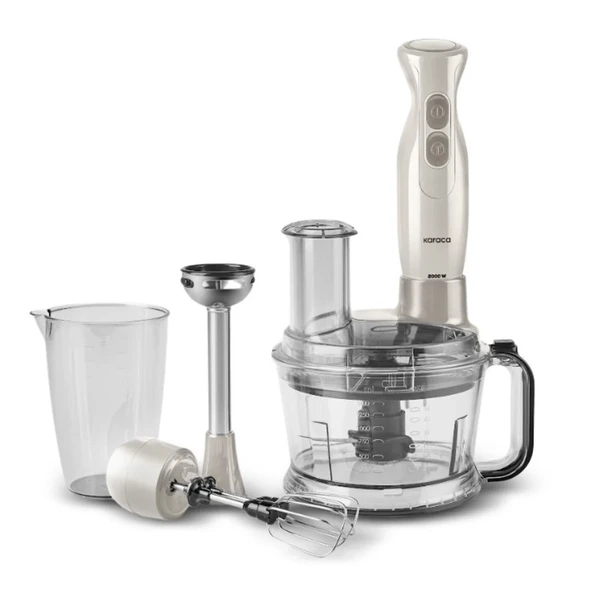 Karaca Turbo fonksiyon-Çift taraflı paslanmaz çelik bıçak 1,5 L Pro-Multimax 2000W Mutfak Robotu