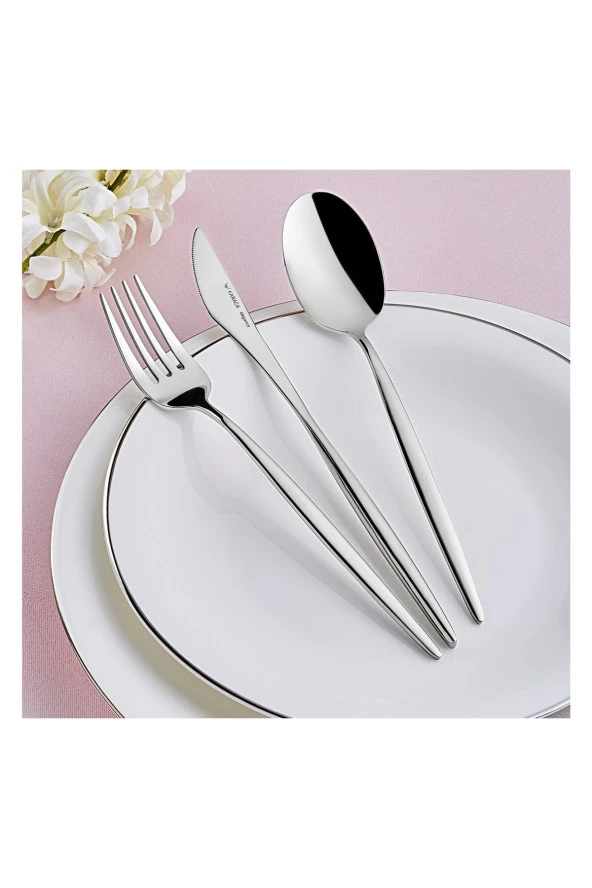 Karaca Paslanmaz Çelik Lizbon 60 Parça 12 Kişilik Makinede yıkanabilir Çatal Kaşık Bıçak Takımı