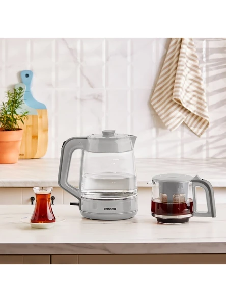 Karaca Glass Tea Xl 2 In 1 Cam Su Isıtıcı & Çay Makinesi Cool Gri - 2