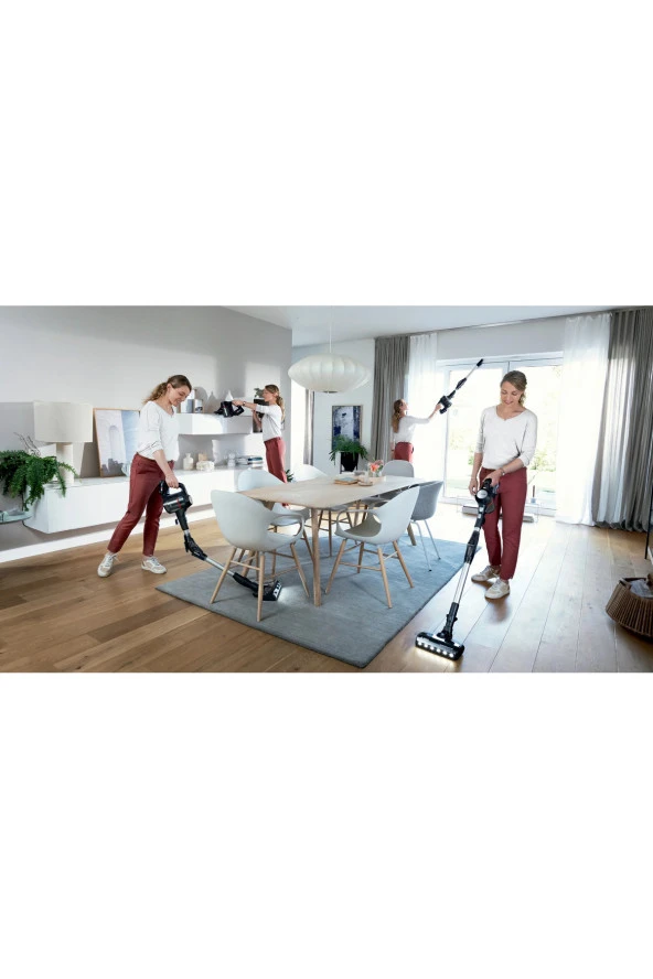 Bosch Unlimited 7 Çift Bataryalı 10 yıl motor garantili Premium Şarjlı Dik Süpürge, Inox