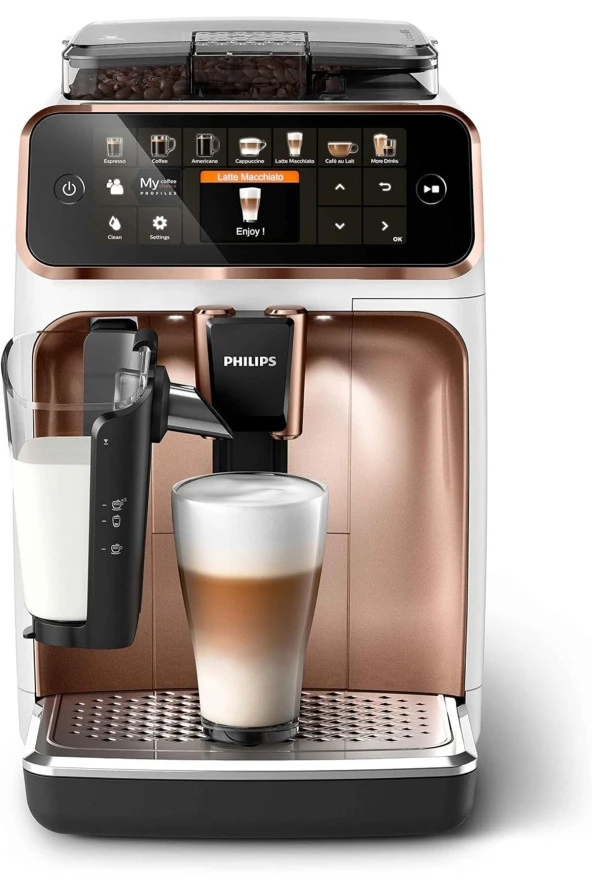 Philips Lattego Tam Otomatik PREMİUM EP5443 Krom-Beyaz Kahve ve Espresso Makinesi 12 Farklı Kahve