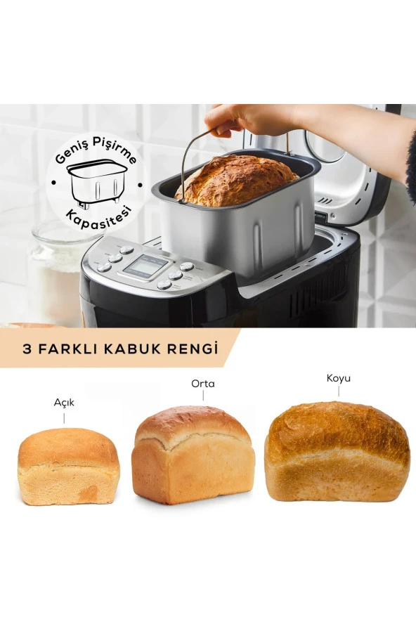 Karaca Otomatik 15 Program Ekmek Yapma , Hamur Yoğurma ve Yoğurt yapma Makinesi 45 Tarifli Kitapçık 1500GR