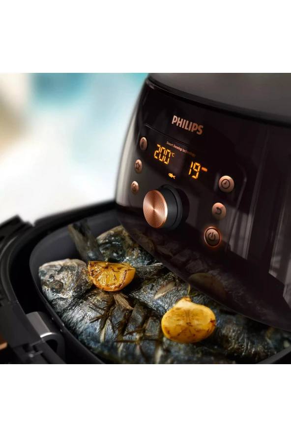 Philips Premium Tasarım XXL 7,3LT Aile boyu orijinal 2225W Airfryer + Luciole Beyaz Lambader - 2