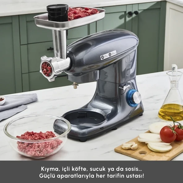 Karaca 5,5 Lt Multichef Kıyma Makinesi & Hamur Yoğurma /Sucuk-Sosis/İçli Köfte Aparatlı 1900W - 3