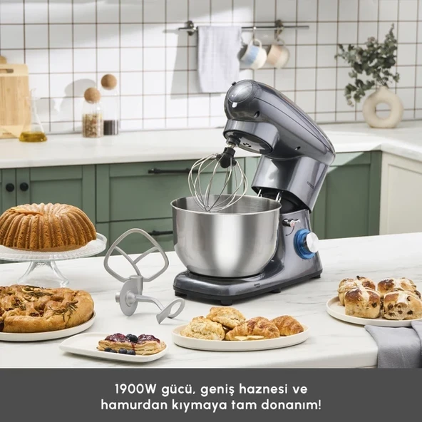 Karaca 5,5 Lt Multichef Kıyma Makinesi & Hamur Yoğurma /Sucuk-Sosis/İçli Köfte Aparatlı 1900W