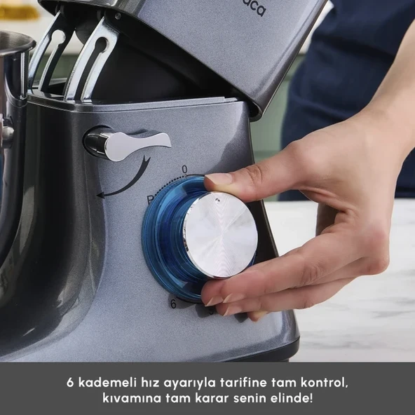 Karaca 5,5 Lt Multichef Kıyma Makinesi & Hamur Yoğurma /Sucuk-Sosis/İçli Köfte Aparatlı 1900W - 2