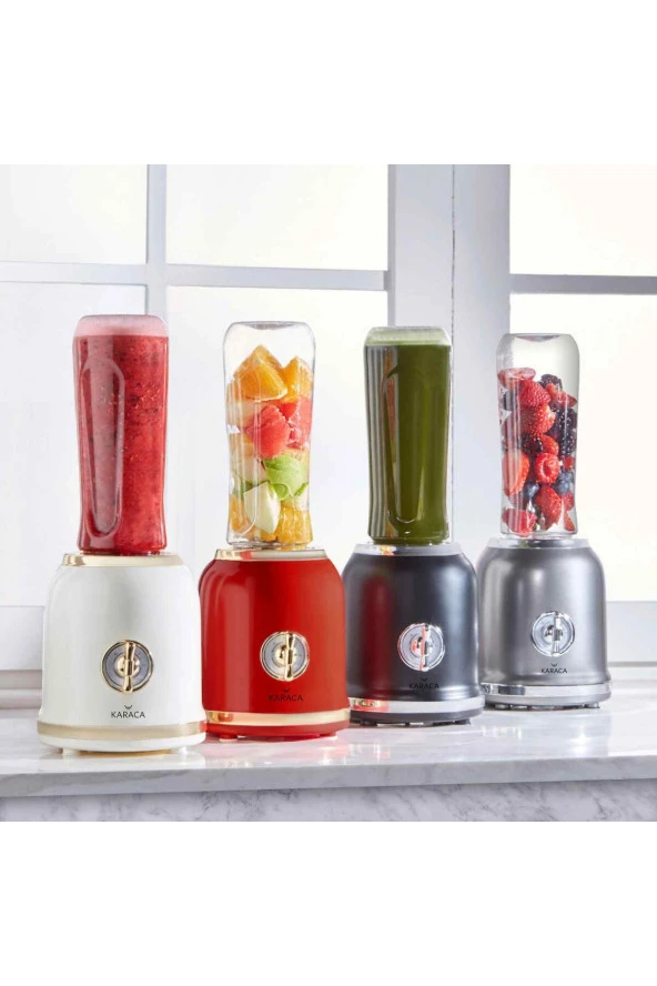 Karaca Paslanmaz çelik çiftbıçak Buz Kırıcı Retro Personal Kişisel Smoothie Blender ( 1 adet )