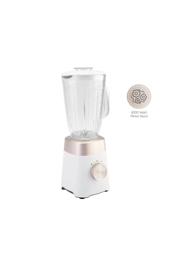 Karaca Paslanmaz Çelik Bıçaklar ile Buz Kırıcı 1,5 Lt Cam Sürahili Smoothie Blender Krem