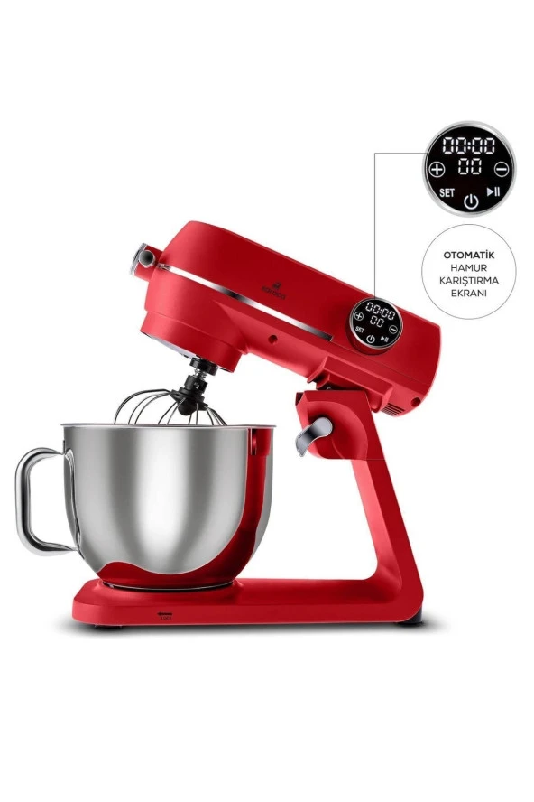 Karaca Multichef Artisan Digital Ekran 7 Litre Döküm Stand Mikser Kırmızı 1800w