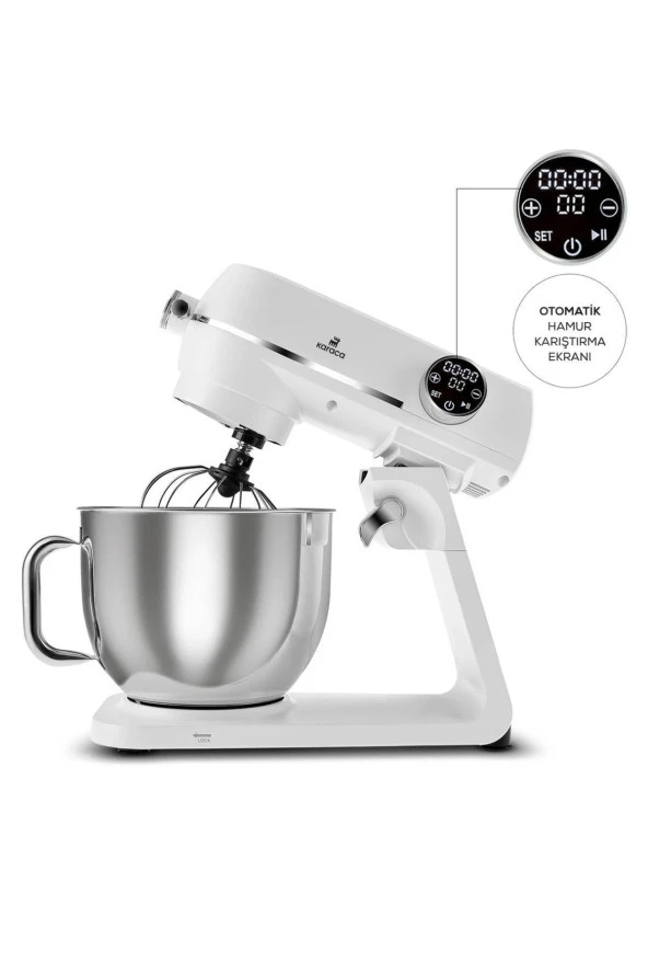 Karaca Multichef Artisan Digital Ekran 7 Litre Döküm Stand Mikser Pearl White 1800w - 2