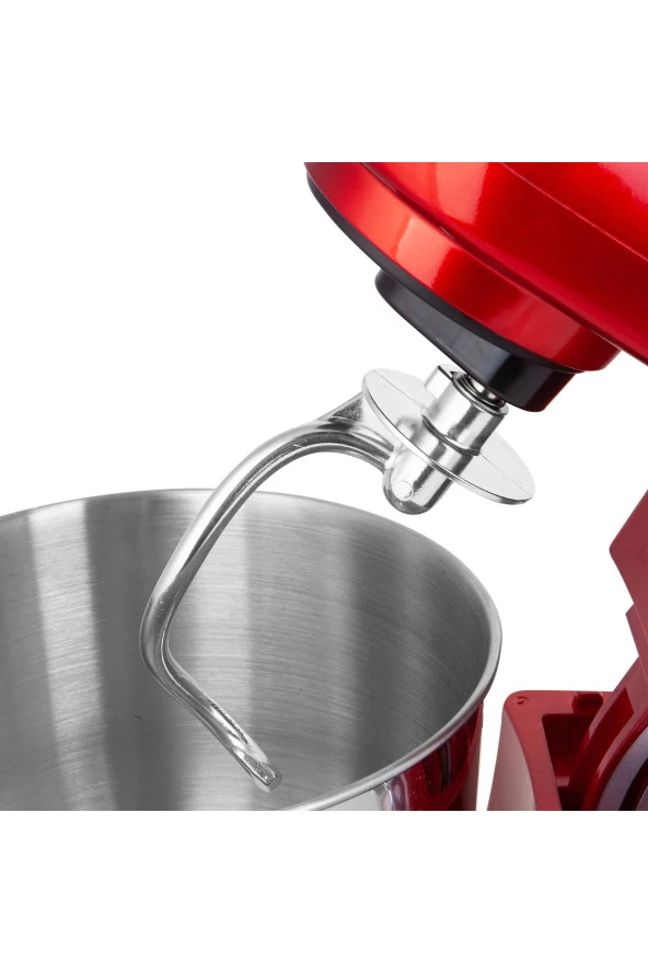 Emsan Bella 5 litre Paslanmaz Çelik Hazne 6 Hız kademeli 1300W Kırmızı Stand Mikser Mutfak Şefi - 4