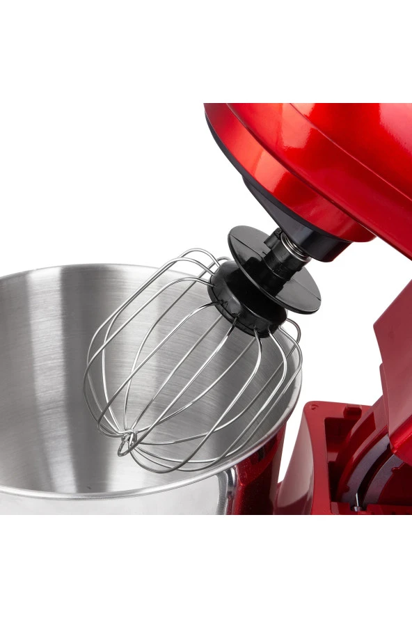 Emsan Bella 5 litre Paslanmaz Çelik Hazne 6 Hız kademeli 1300W Kırmızı Stand Mikser Mutfak Şefi - 5