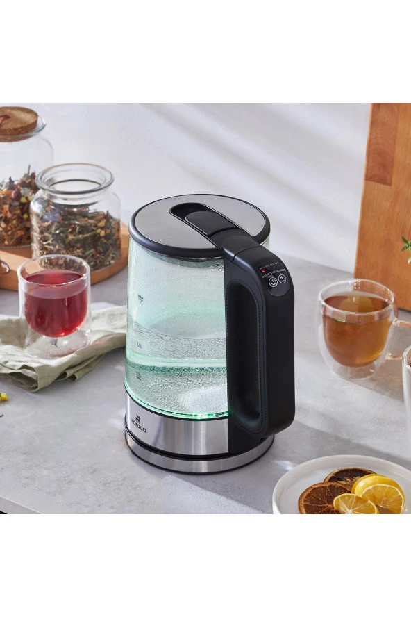 Karaca 5 kademeli Sıcaklık Ayarlı ve Led Işıklı Cam Su Isıtıcısı & kettle 2200W