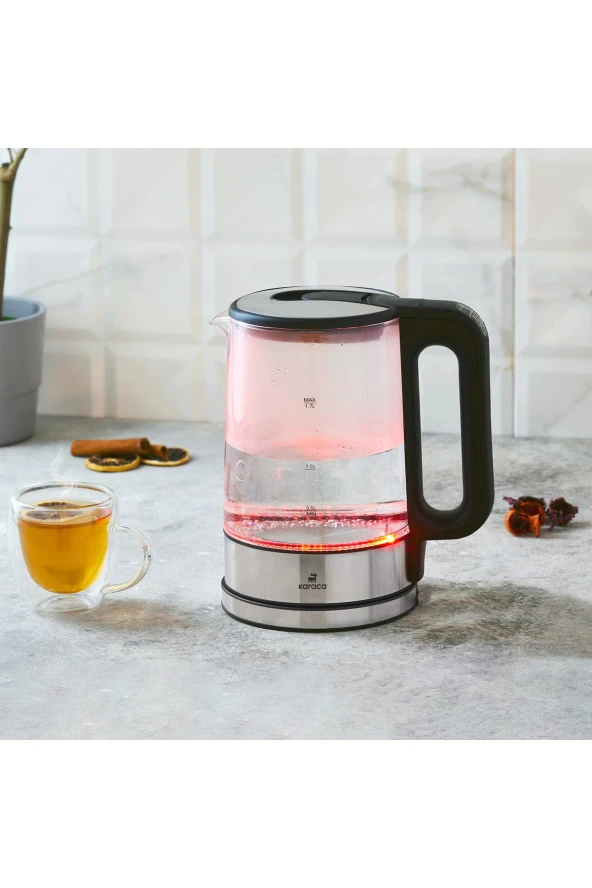 Karaca 5 kademeli Sıcaklık Ayarlı ve Led Işıklı Cam Su Isıtıcısı & kettle 2200W - 3