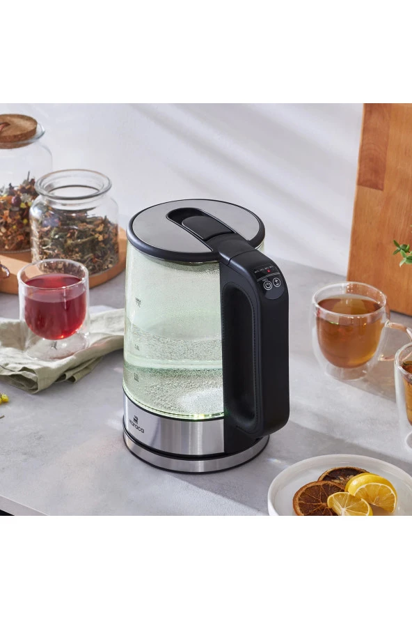 Karaca 5 kademeli Sıcaklık Ayarlı ve Led Işıklı Cam Su Isıtıcısı & kettle 2200W - 5