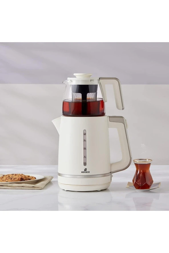 Tektıkla Karaca Maxi Tea Xl 2in1 Cam Demlikli Çay Makinesi Ve Kettle Mulberry