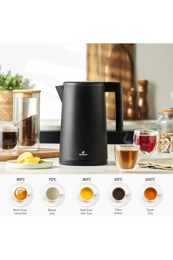 Karaca Led Ekranlı Anlık Sıcaklık Gösteren Led Ekranlı Çİft Katman Sıcaklık Ayarlı 1,7LT Su Isıtıcı - 2