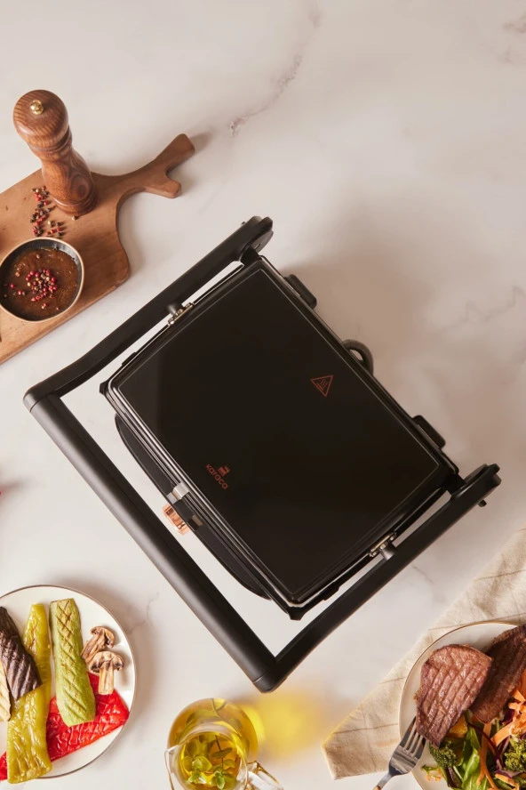 Karaca Orginal Gastro Grill Glass Premium 2400w Tost Ve Izgara Makinesi Mat Siyah