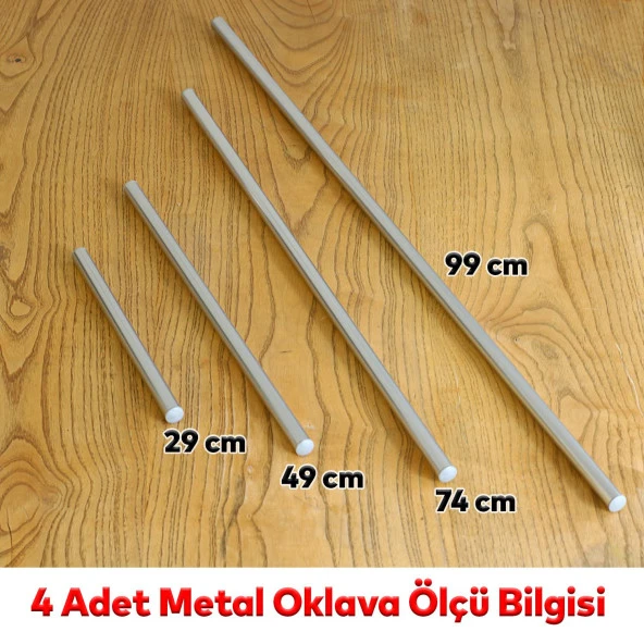 Alüminyum Metal Oklava 4lü Set Hamur Yufka Açma Silindir Uzun Kısa Mutfak Araç Gereçler - 2