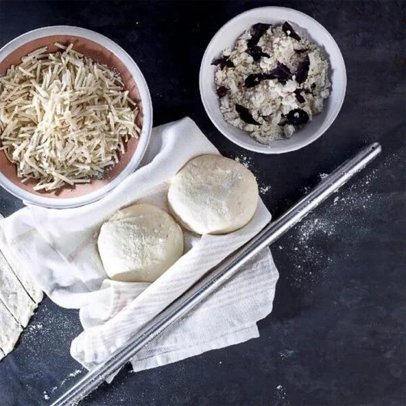 Alüminyum Metal Oklava 4lü Set Hamur Yufka Açma Silindir Uzun Kısa Mutfak Araç Gereçler - 7