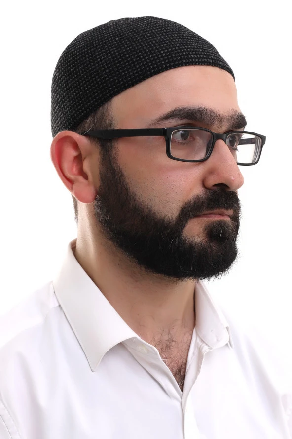 Füme Kışlık Nokta Desenli Orlon Namaz Takkesi - Resim 2