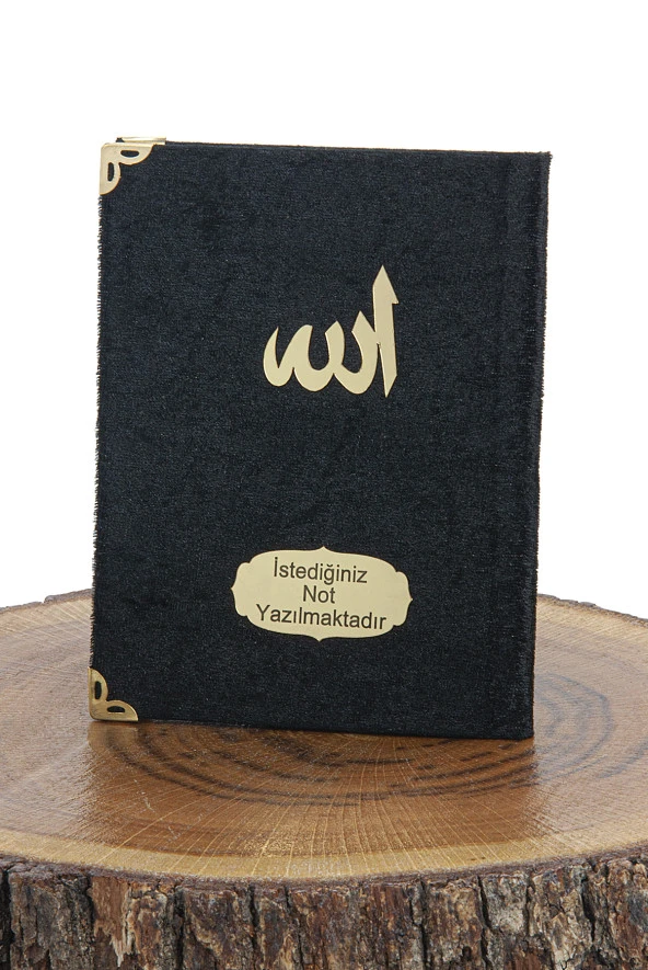 Siyah Mevlüt Hediyelik Kadife Kaplı Yasin Kitabı Tesbih Çeyizlik Seccade Seti - Resim 5