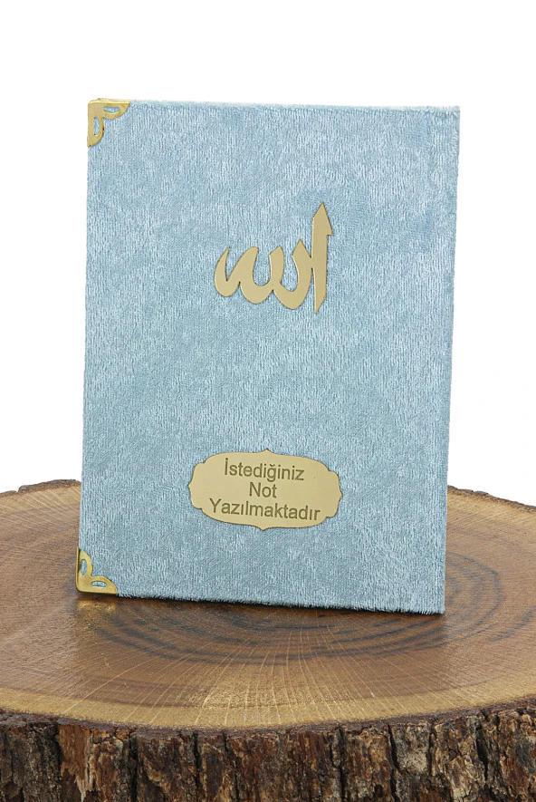 Mavi Mevlüt Hediyelik Kadife Kaplı Yasin Kitabı Tesbih Çeyizlik Seccade Seti - Resim 5
