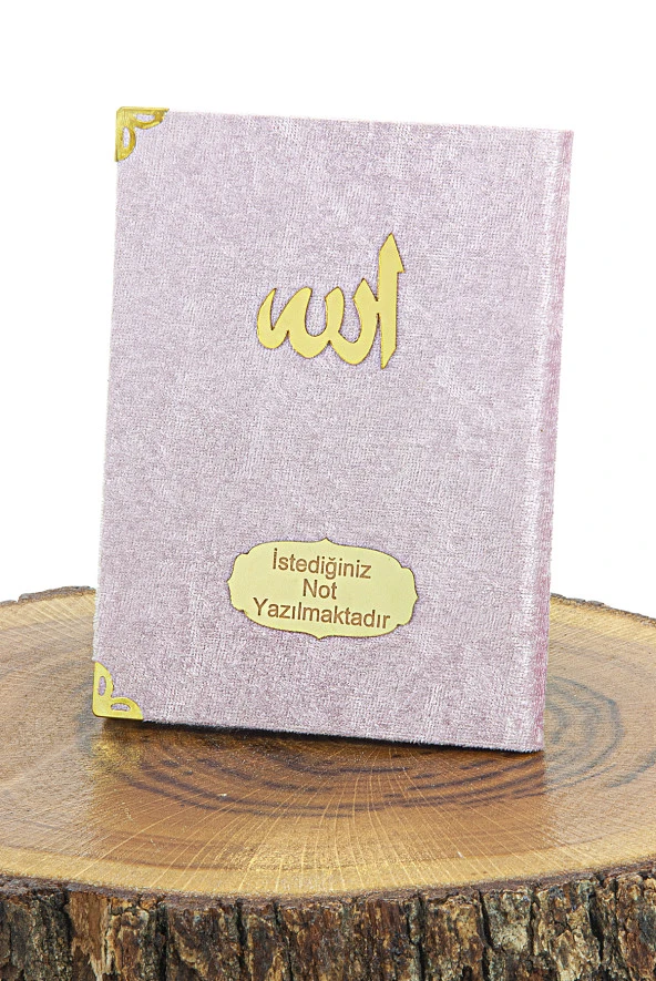 Pembe Mevlüt Hediyelik Kadife Kaplı Yasin Kitabı Tesbih Çeyizlik Seccade Seti - Resim 5