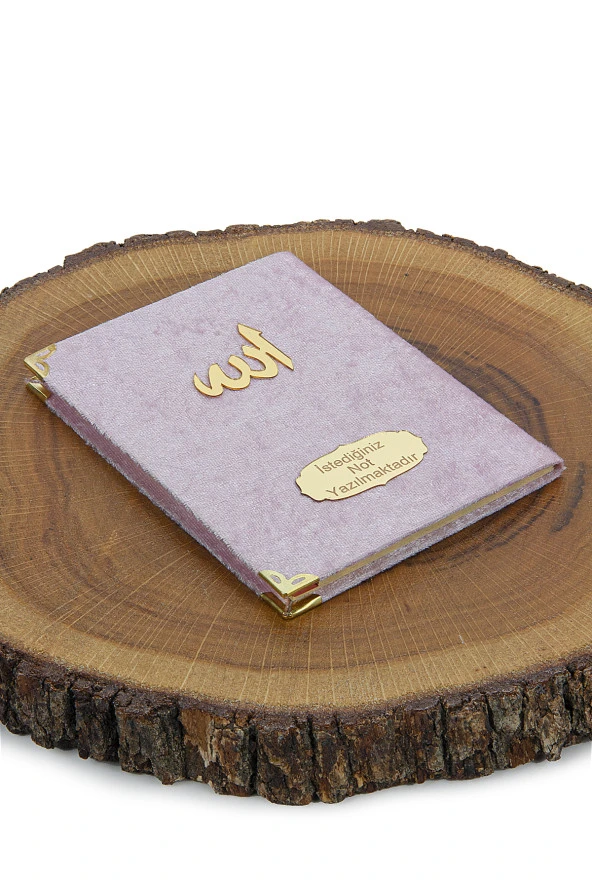 Pembe Mevlüt Hediyelik Kadife Kaplı Yasin Kitabı Tesbih Çeyizlik Seccade Seti - Resim 6