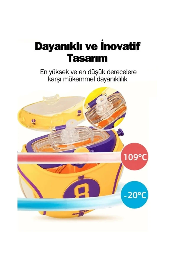 Vagonlife Cocosmile CS-00008 Mor 630ML Straw Basketball Tritan Matara - 3