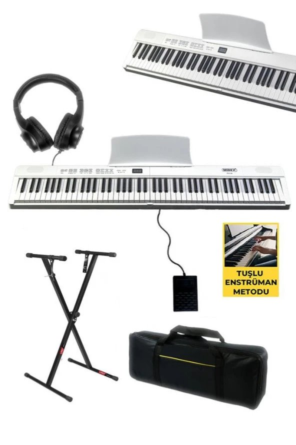 Midex PLX-80WHST Taşınabilir Katlanır Dijital Piyano Tuş Hassasiyetli 88 Tuş BT