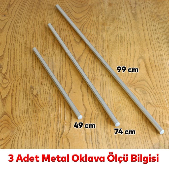 Alüminyum Metal Oklava 3lü Set Börek Hamur Yufka Açma Silindir Yuvarlak Uzun Kısa Mutfak Araç - 2