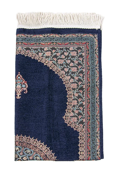 Lacivert Geleneksel Motifli Örgü Saçaklı Mihraplı Astarlı Şönil Seccade - Resim 3