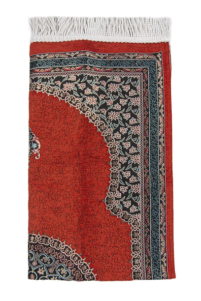 Kiremit Geleneksel Motifli Örgü Saçaklı Mihraplı Astarlı Şönil Seccade - Resim 3