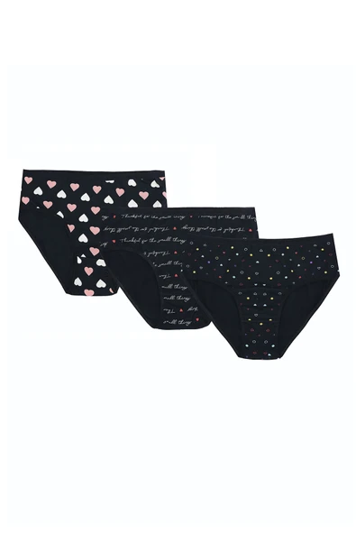 Renkli Büyük Beden Yüksek Bel 3lü Bato Külot ürün görseli 1