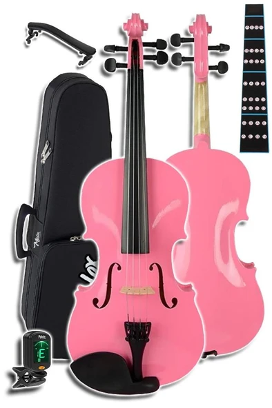 Midex HGA24PİNK-PAK Pembe 1/2 Çocuk Kemanı Seti  (Yastık Tuner Susturucu Çanta Yay Reçine) - Resim 3