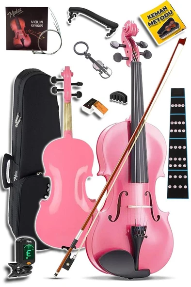 Midex HGA24PİNK-PAK Pembe 1/2 Çocuk Kemanı Seti  (Yastık Tuner Susturucu Çanta Yay Reçine) - Resim 2