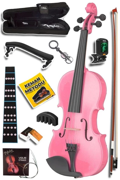 Midex HGA24PİNK-PAK Pembe 1/2 Çocuk Kemanı Seti  (Yastık Tuner Susturucu Çanta Yay Reçine) ürün görseli 1