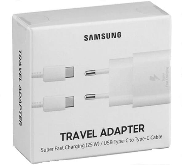 Day Samsung Galaxy A80 Orijinal EP-TA800XWEGWW 25W Type-C Hızlı Şarj Cihazı Beyaz  3A