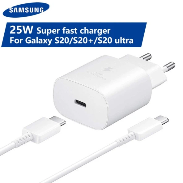Day Samsung Galaxy Note 10 Orij. EP-TA800XWEGWW 25W Type-C Hızlı Şarj Cihazı Beyaz  3A