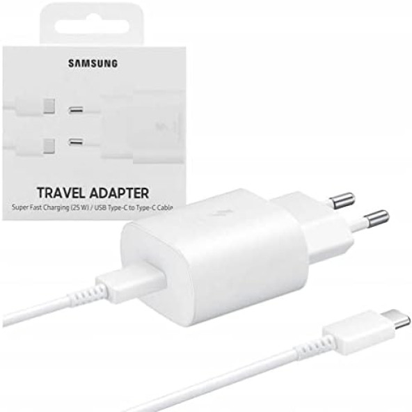 Samsung Galaxy S20 PLUS Orij. EP-TA800XWEGWW 25W Type-C Hızlı Şarj Cihazı Beyaz  3A