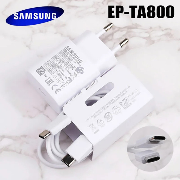 Samsung Galaxy A50 Orijinal EP-TA800XWEGWW 25W Type-C Hızlı Şarj Cihazı Beyaz  3A