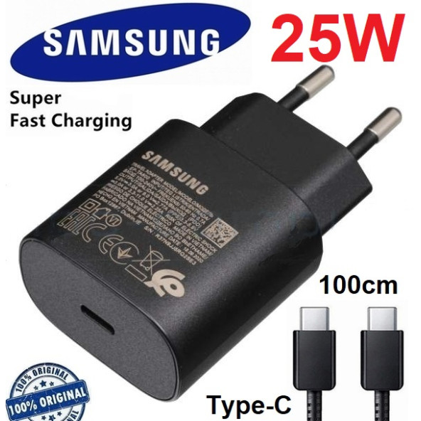 Day Samsung Galaxy S20 Orijinal EP-TA800XBEGWW 25W Type-C Hızlı Şarj Cihazı Siyah 3A - Resim 2